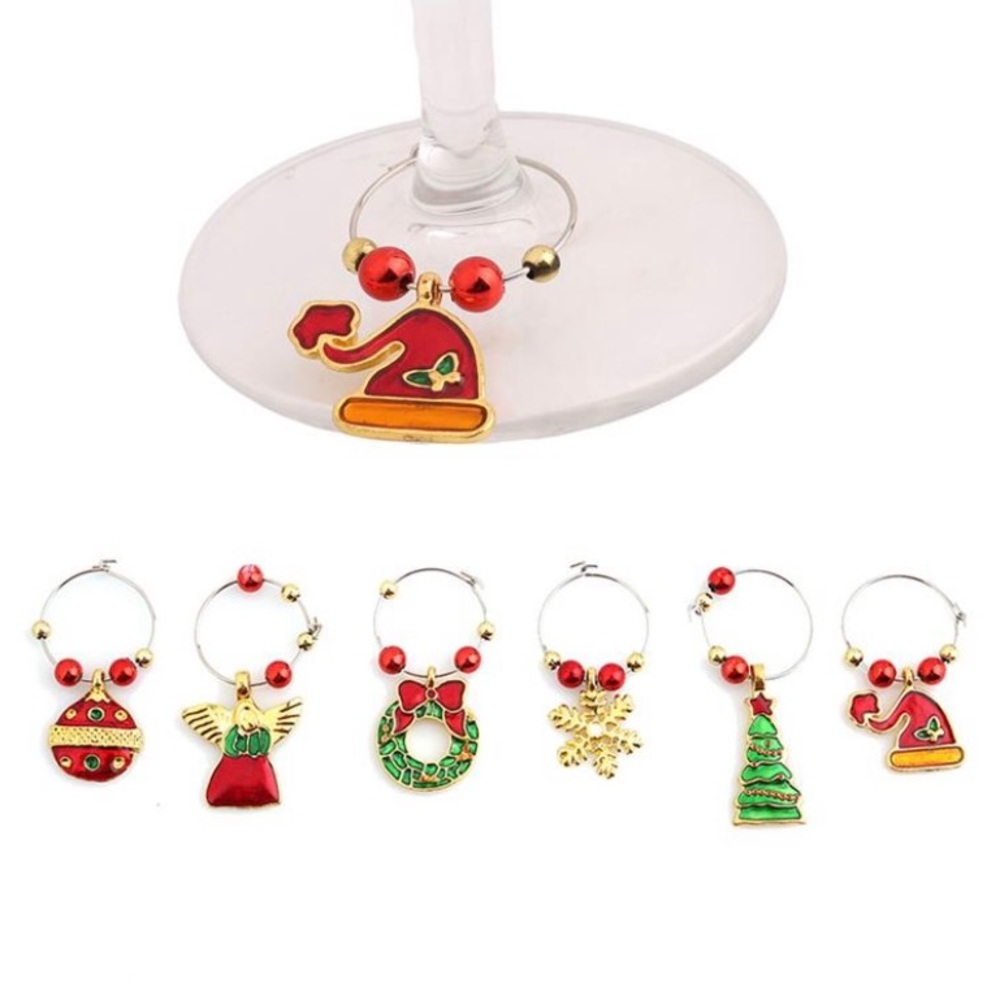 NWT 4-PACKAGES OF CHRISTMAS HOLIDAY WINE GLASS CHARMS 6-CHARMS PER PACK